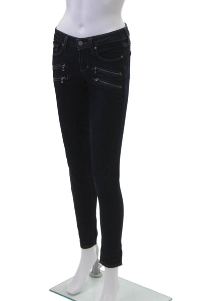 Paige Womens Ankle Skinny Jeans Dark Blue Mid-Rise Size 25
