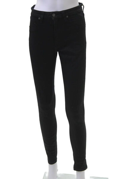 Carmar Women Skinny Jeggings Black Mid-Rise Button 29in Size 27