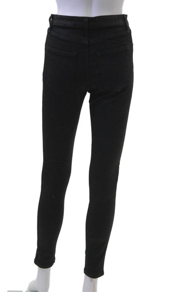 Carmar Women Skinny Jeggings Black Mid-Rise Button 29in Size 27