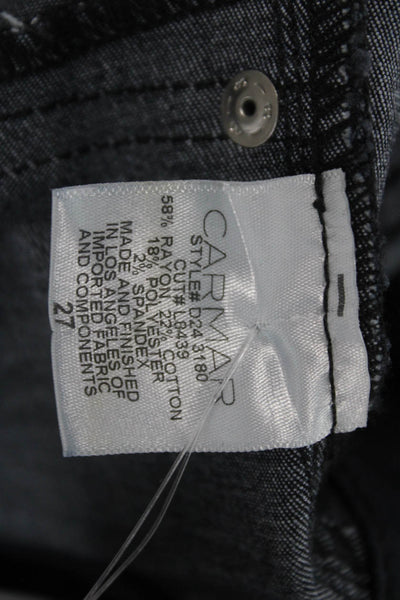 Carmar Women Skinny Jeggings Black Mid-Rise Button 29in Size 27