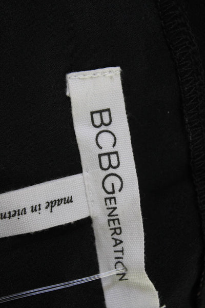 BCBGeneration Women Black Geometric V-Neck Jumpsuit 3/4 Sleeve Polyester Size S