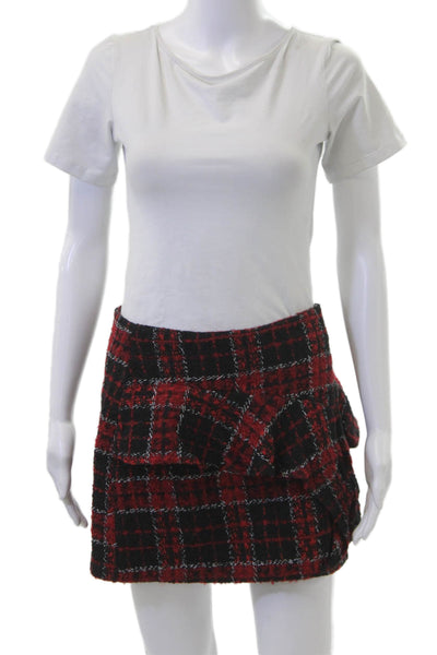 Zara Women Mini Plaid Skirt Black Size M