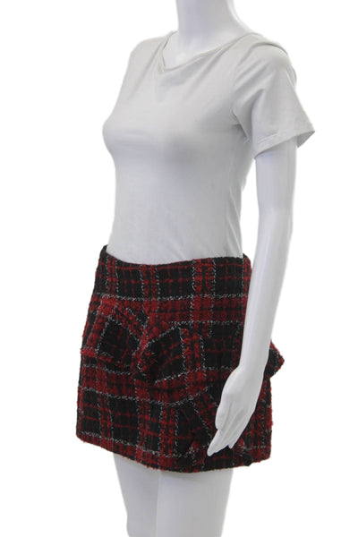 Zara Women Mini Plaid Skirt Black Size M