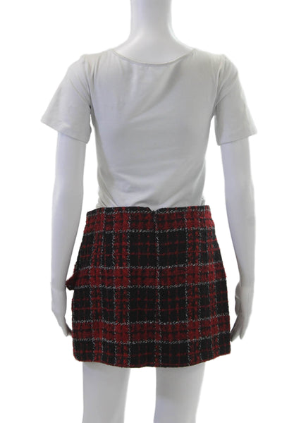 Zara Women Mini Plaid Skirt Black Size M