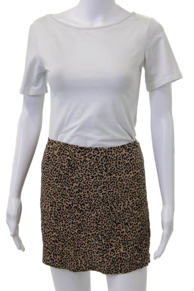 Reformation Women Mini Pencil Skirt Beige Animal Print Size 4