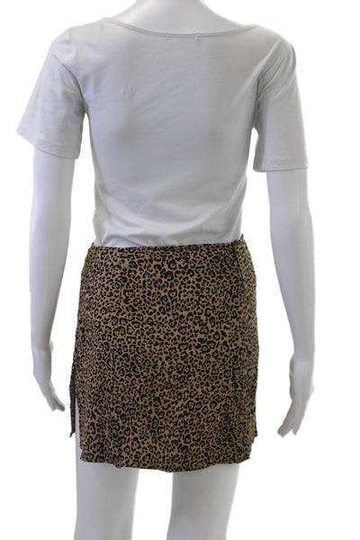 Reformation Women Mini Pencil Skirt Beige Animal Print Size 4