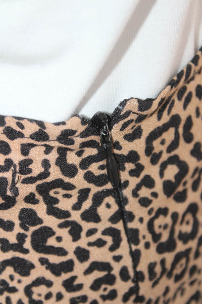 Reformation Women Mini Pencil Skirt Beige Animal Print Size 4