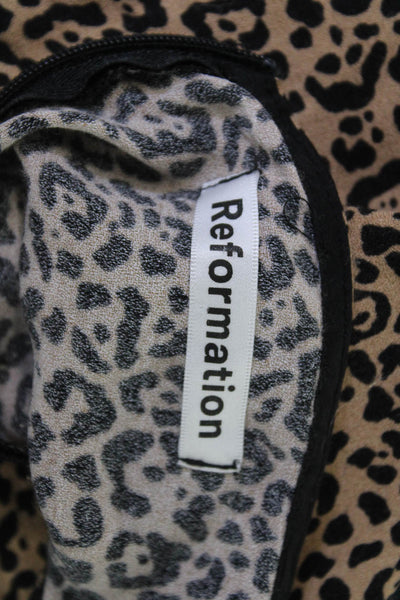 Reformation Women Mini Pencil Skirt Beige Animal Print Size 4
