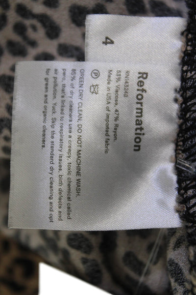 Reformation Women Mini Pencil Skirt Beige Animal Print Size 4