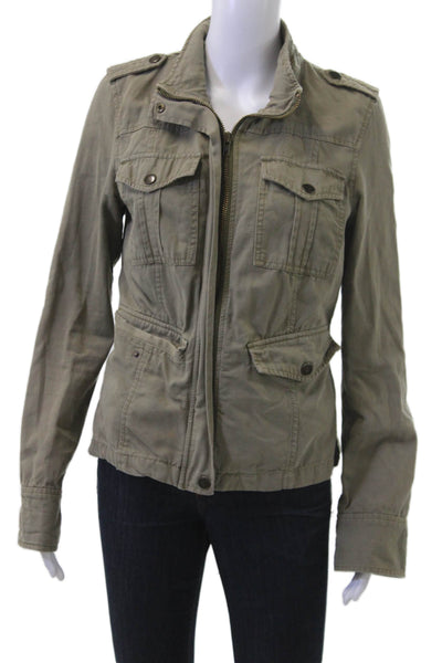 Trouve Women Military Jacket Green 100% Cotton Button Long Sleeve Size M
