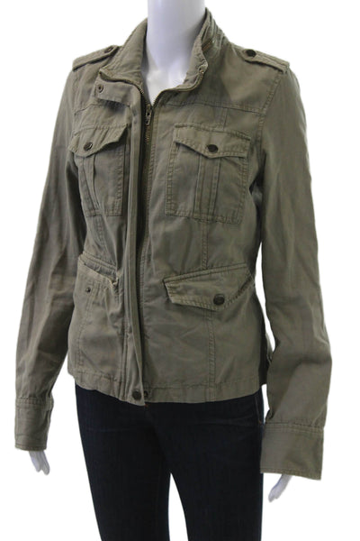 Trouve Women Military Jacket Green 100% Cotton Button Long Sleeve Size M
