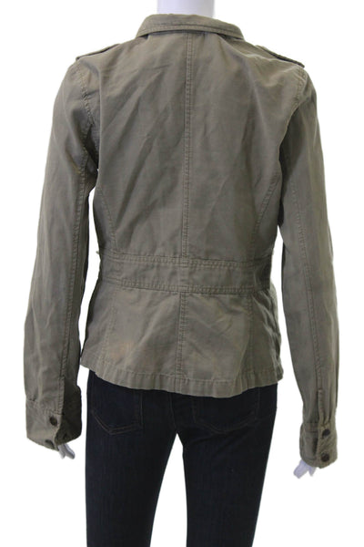 Trouve Women Military Jacket Green 100% Cotton Button Long Sleeve Size M