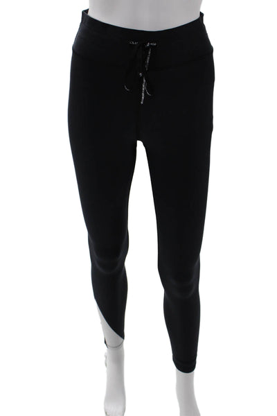 Designer Womens Ankle Jegging Black Drawstring Nylon Blend Size S