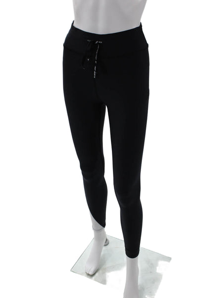 Designer Womens Ankle Jegging Black Drawstring Nylon Blend Size S