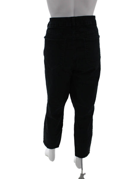 NYDJ Women Plus Ankle Cropped Pants Black Button Size 14