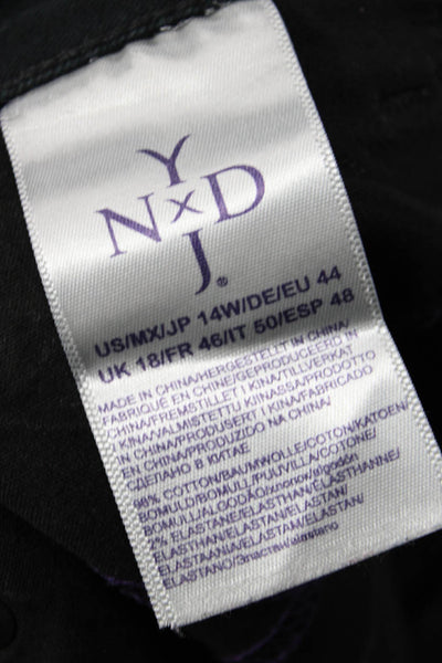 NYDJ Women Plus Ankle Cropped Pants Black Button Size 14