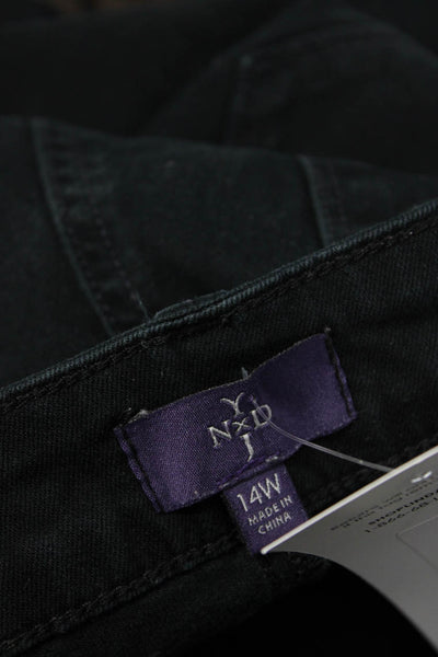NYDJ Women Plus Ankle Cropped Pants Black Button Size 14