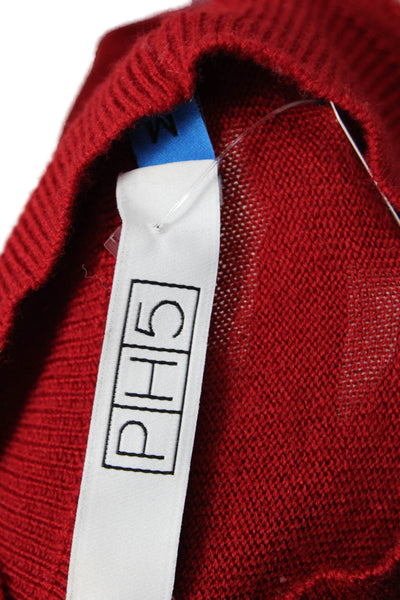 PH5 Unisex Red Mock Neck Pullover Sweater Long Sleeve Wool Blend Size M