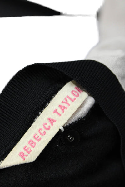 Rebecca Taylor Women Black Crew Neck Long Sleeve Blouse Viscose Size 8