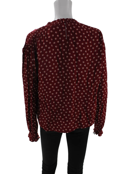 Elodie Womens Boho Floral High Neck Long Sleeve Rayon Blouse Zip Size M