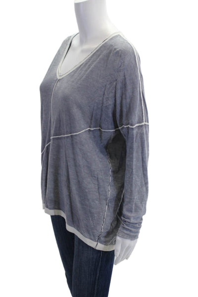 Kokun Women Gray Bamboo Cashmere V-Neck Long Sleeve Basic Top Size M