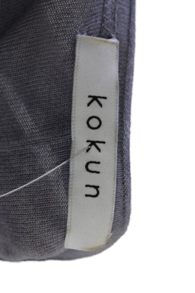 Kokun Women Gray Bamboo Cashmere V-Neck Long Sleeve Basic Top Size M