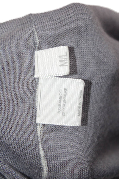 Kokun Women Gray Bamboo Cashmere V-Neck Long Sleeve Basic Top Size M