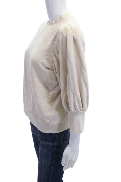 Nation LTD Womens Pullover Sweatshirt Beige 3/4 Sleeve Crew Neck Cotton Size M