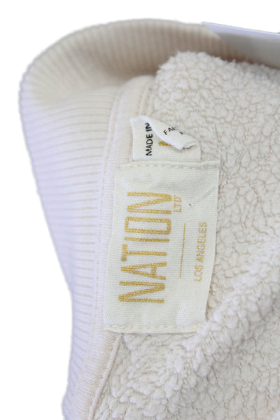 Nation LTD Womens Pullover Sweatshirt Beige 3/4 Sleeve Crew Neck Cotton Size M