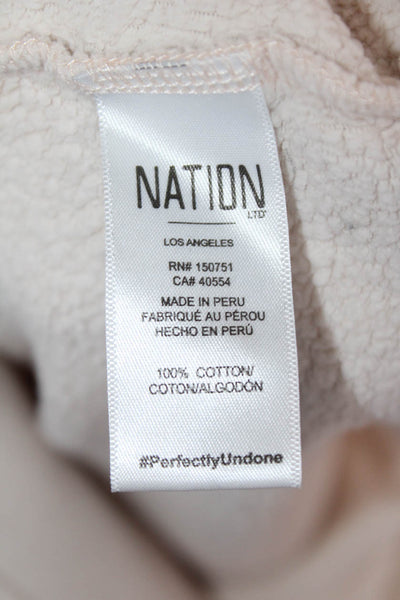 Nation LTD Womens Pullover Sweatshirt Beige 3/4 Sleeve Crew Neck Cotton Size M