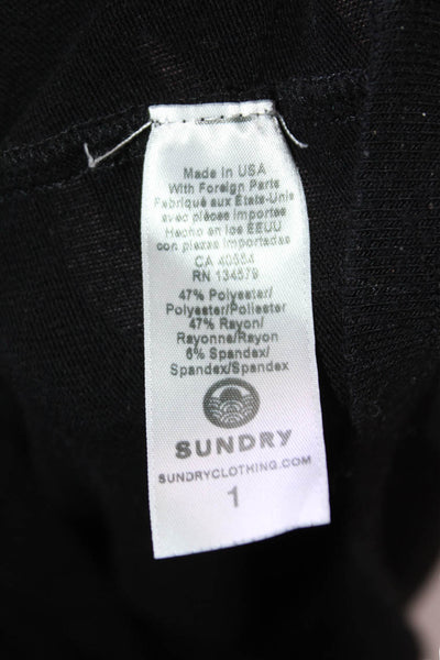 Sundry Women Basic Black Long Sleeve T-Shirt Round Neck Size 1