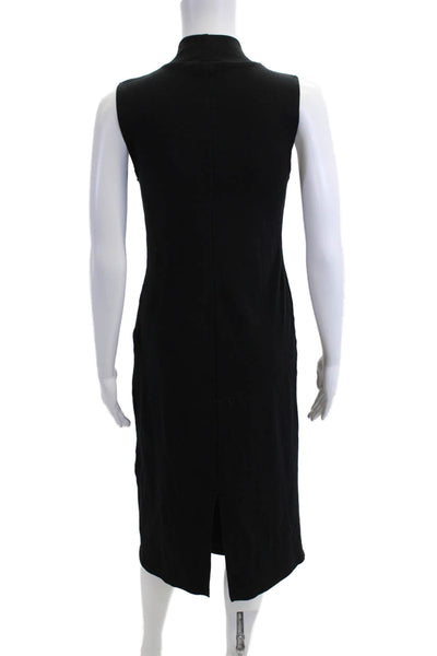 Zara Women Sheath Sweater Dress Black Mock Neck Sleeveless Long Cotton Size L