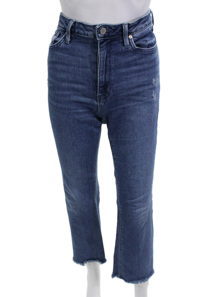 Just Black Denim, Womens Cropped Straight Jeans Dark Blue High-Rise Size 28