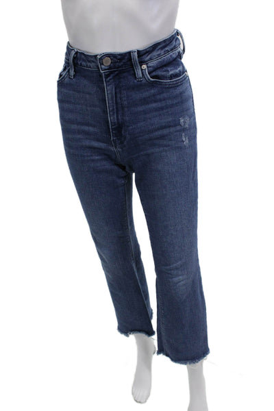 Just Black Denim, Womens Cropped Straight Jeans Dark Blue High-Rise Size 28