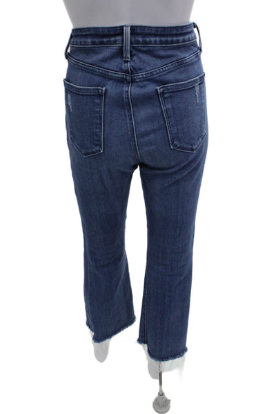 Just Black Denim, Womens Cropped Straight Jeans Dark Blue High-Rise Size 28
