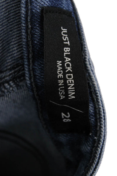 Just Black Denim, Womens Cropped Straight Jeans Dark Blue High-Rise Size 28