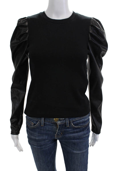 Zara Womens Black Crew Neck Long Sleeve T-Shirt Cotton/Elastane Size M