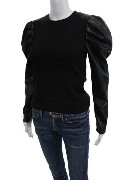 Zara Womens Black Crew Neck Long Sleeve T-Shirt Cotton/Elastane Size M