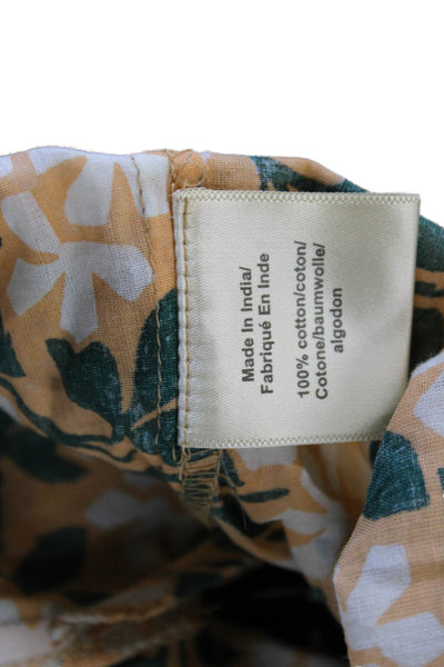Porridge Anthropologie Women Tunic Green Floral Short Sleeve Button-Up Size XS