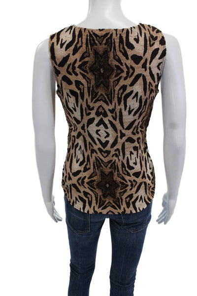 Alberto Makali Women Beige Animal Print Cotton Square Neck Tank Size S