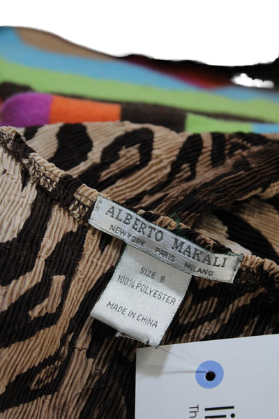 Alberto Makali Women Beige Animal Print Cotton Square Neck Tank Size S
