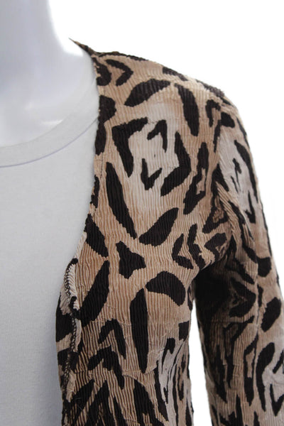 Alberto Makali Womens Beige Animal Print Blazer 3/4 Sleeve Size S