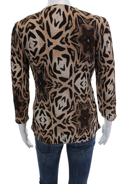 Alberto Makali Womens Beige Animal Print Blazer 3/4 Sleeve Size S