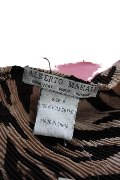 Alberto Makali Womens Beige Animal Print Blazer 3/4 Sleeve Size S