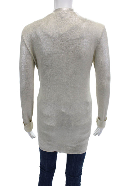 Robert Rodriguez Womens Cardigan Beige Mercerized Cotton V-Neck Size S