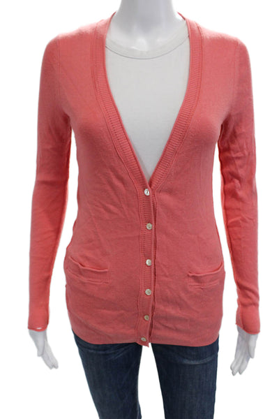 Banana Republic Womens Pink V-Neck Silk Blend Cardigan Sweater Size S