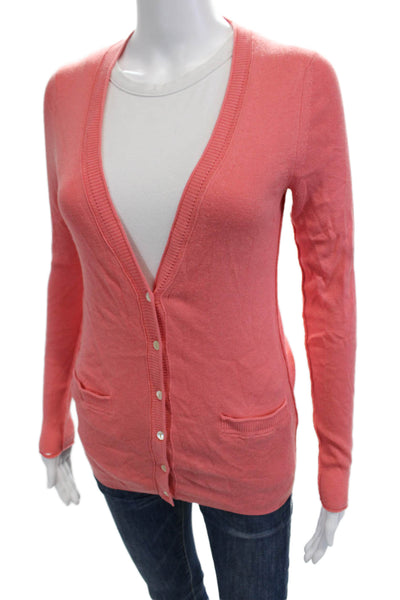 Banana Republic Womens Pink V-Neck Silk Blend Cardigan Sweater Size S
