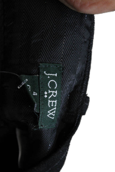 J Crew Women Dress Pants Black Striped Wool Blend Button Size 4