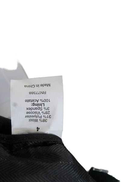 J Crew Women Dress Pants Black Striped Wool Blend Button Size 4