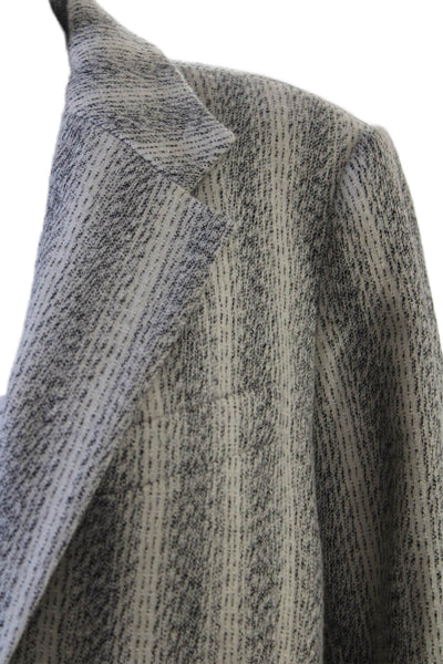 Tela Women Striped Gray Wool Blend Collared Blazer Buttoned Long Sleeve Size 6